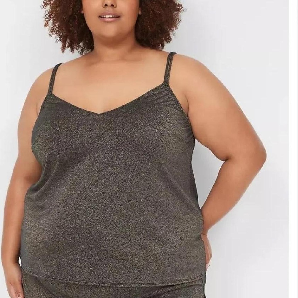 Lane Bryant Gold metallic sleep cami top and short set‎ size 22/24 Plus NWT